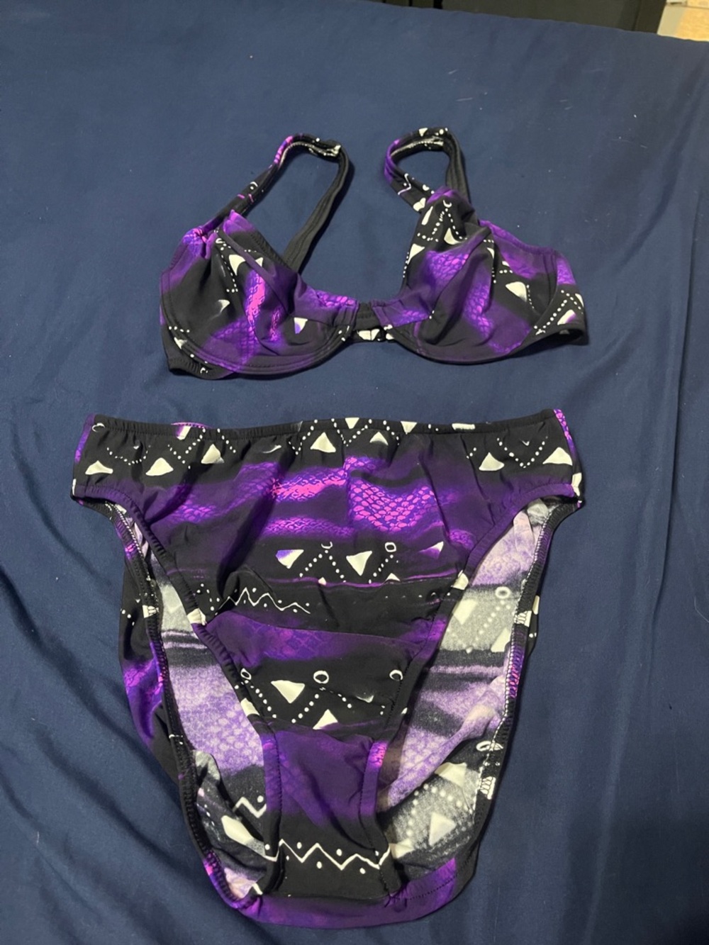VENUS Purple and Black Printed Swim Bottoms